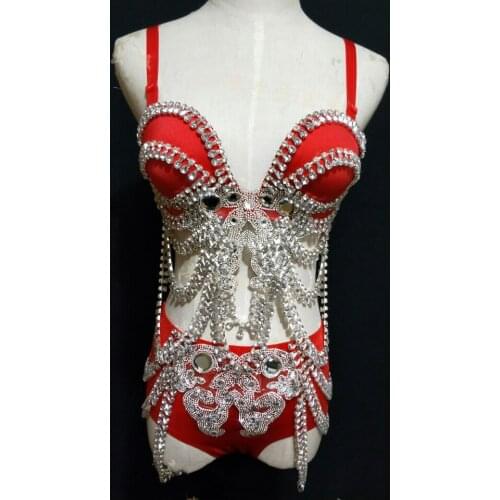 Jazz Dance Costumes For Lady Female DiamondsSexy Clothes Party Bar Dancers Pub Sexy Females Bikini Costumes BL1098