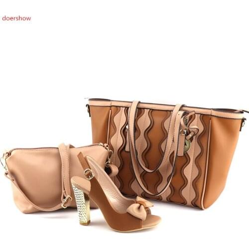 Doershow Italian Shoes with Matching Bags for Women Nigerian Shoe and Bag Set for party African Shoe and Bag Set for lady SUL1-6