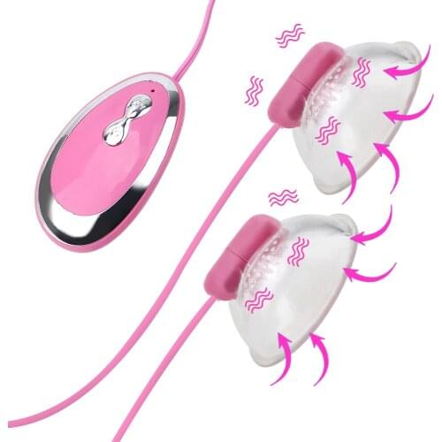 Electric Breast Pump Nipple Suction Cups Vibrator Breast Enlarge Massager Nipple Sucker Vibrator Tongue Lick Sex Toy for Woman