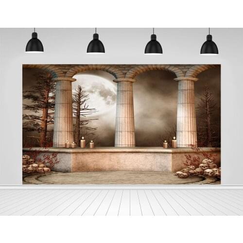 Scopiso Night Moon Photography Background Terrifying Candle Forest Photo Shoot Backdrop Halloween Party Photo Studio
