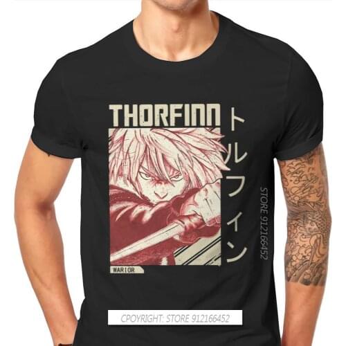 Retro Men TShirt Vinland Saga Thorfinn Askeladd Viking Anime Crew Neck Casual Tops Fabric T Shirt Funny Top Quality Gift Idea