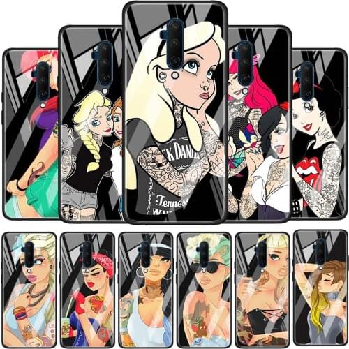 Tattoo Princess Glossy Protection Cover for OnePlus 9R 9 8T 8 7T 7 Pro Nord Z 5G Luxury Tempered Glass Phone Case