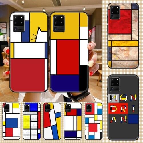 Art Color Mondrian Phone case For Samsung Galaxy Note 4 8 9 10 20 S8 S9 S10 S10E S20 Plus UITRA Ultra black tpu back pretty