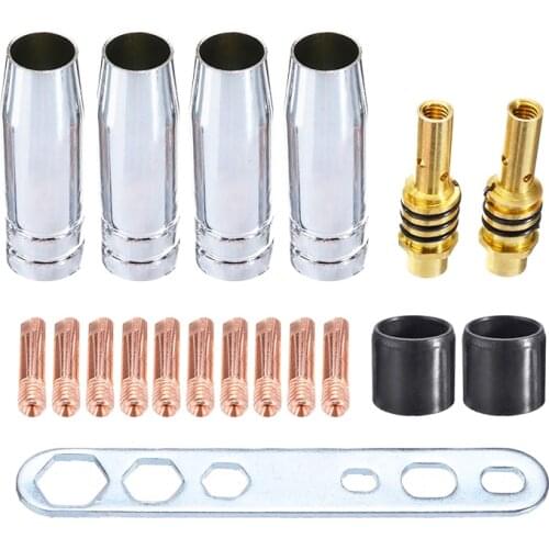 19Pcs M6 Torch Welder Contact Tips Gas Nozzle MIG Welder Consumable Welding Tools For MIG/MAG MB-15AK