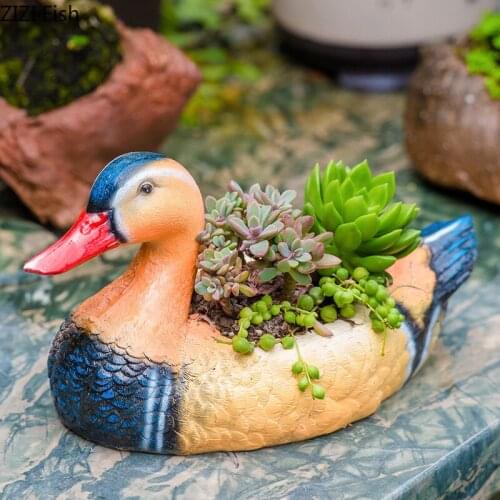 Creative Resin Duck Sculpture Garden Decoration Outdoor Garden Gardening Creative Small Animal Succulent Flower Pot Decoration