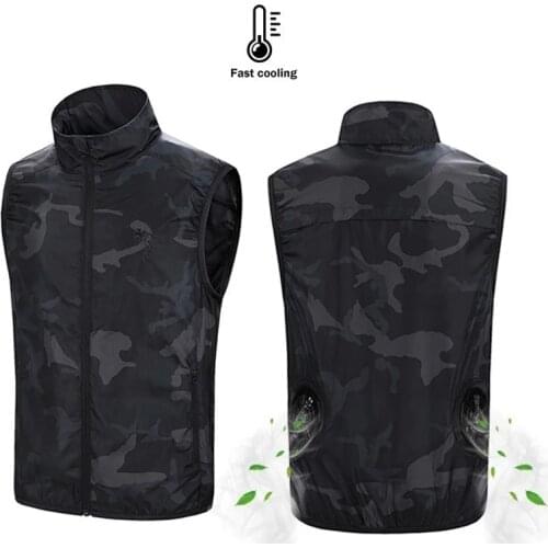 Aiwetin Summer Cooling Fan Vest USB Smart Charging Clothing Men Women Outdoors Sunscreen Skin Jacket Breathable Cool suit