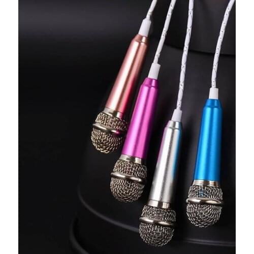 Mini Karaoke Microphone with Headphone, Handheld Vocal/Instrument Microphone Portable Microphone for Singing Recording on Phone