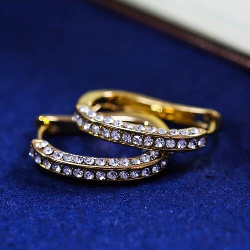 Fashion Luxury Women Zircon Small Earring Classsic Lady Gold Siver Color Hoop Earring Jewelry for Female Friend Party Gift