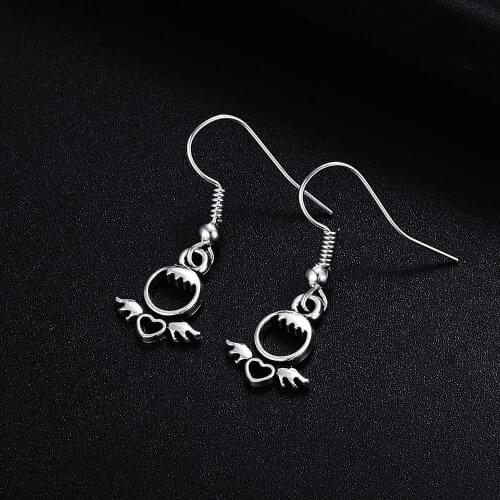 Trendy Vintage Angel Shape Dangle Antique Silver Plated Earrings for Women Girl Retro Drop Earrings Cute Earring Jewelry Bijoux
