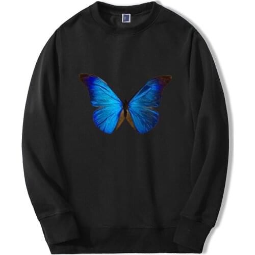 Man Hoodie Mens Sweatshirt Blue ButterFly Pretty Print Pullover MenS Hoodies Sweatshirts Leisure Sportswear Hombre For Man