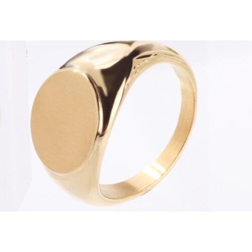 Soul Men Big Geometric Oval Design Gold Color Titanium Steel Wedding Rings For Women Men Classic Simple Signet Rings Jewelry