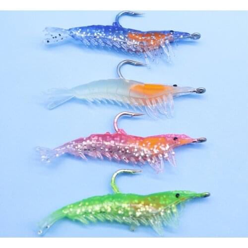 2pcs/lot Shrimp Soft Lure 6cm/3.5g Silicone Simulation Luminous Artificial Bait With Single Hook Fishing tackle