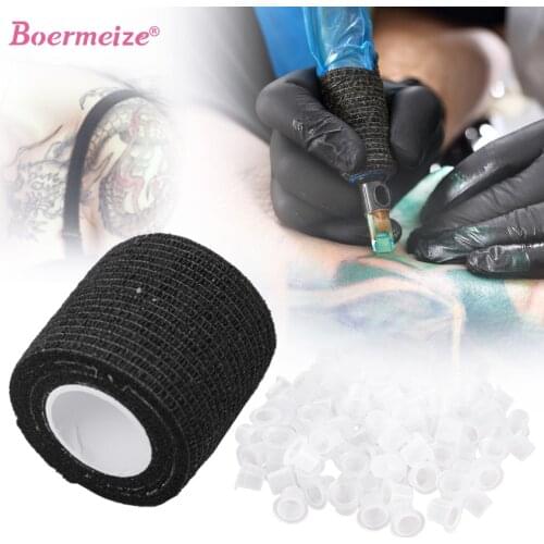 Tattoo Kit Grip Bandage Cover Self Adhesive Nonwoven Ink Cups Pigment Container Body Art Shader Liner for Tattoo Gun Supplies