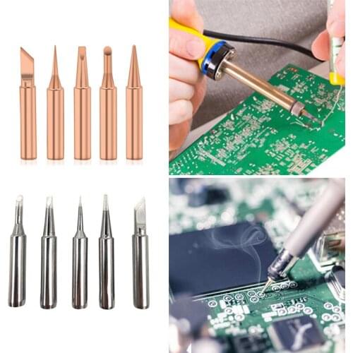 5Pcs I+B+K+2.4D+3C Pure Copper Soldering Iron Tip Set 900M Inside Hot Bare Copper Lead-free Electric Soldering Iron Tip Welding