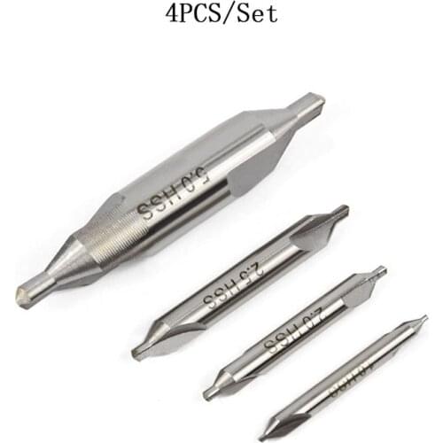 4Pcs HSS High Speed Steel Center Drill Bits Set Precision Combined Countersinks Kit 60 °Angle 1mm 2mm 2.5mm 5mm For Power Tools
