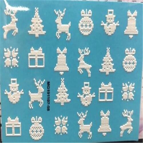 6D DIY Cubic Engraved Nail Stickers Flowers chrismas designs Water Slid Acrylic Nail Decals
