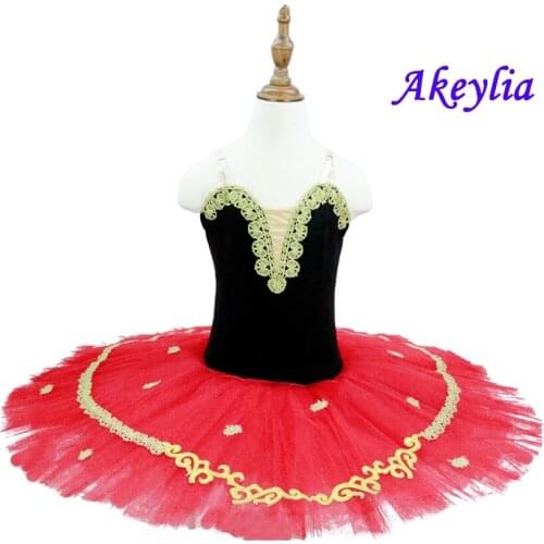 Child Spain Ballet Tutu performance Skirt Velvet black Red Pancake Tutu for Adult Swan Lake Ballet Dance Costumes Girl BLST18007