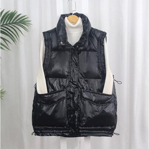2020 Spring New Women Solid Color Sleeveless Vest Winter Female Warm Cotton Padded Ladies Vests Turndown Collar Waistcoat Q104