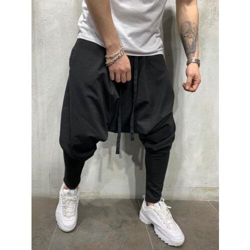 New Hip-hop Fashion Pants Loose Solid Color Feet Street Sports Casual Harem Pants Jogging Pants Men