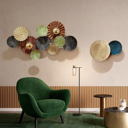 New Chinese Style Light Luxury Metal Wall Decoration Sofa Background Wall Decorations Living Room Wrought Iron Wall Hangings