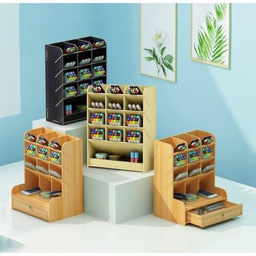 Pencil Organizer Multi-Function Wooden Desktop Pen Holder Office School Stationery Storage Stand Case Desk Pen Office Supplies