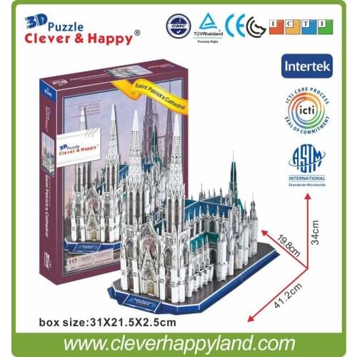 117pcs 3D paper puzzle Saint patricks cathedral,puzzle game educational for kids various styles hot selling