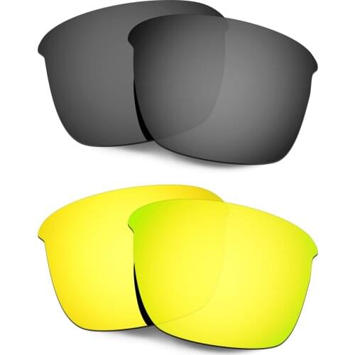 HKUCO Polarized Replacement Lenses For Thinlink Sunglasses Black/Gold 2 Pairs