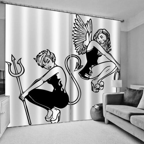 Luxury Blackout 3D Window Curtains For Living Room Bedroom black and white people curtains