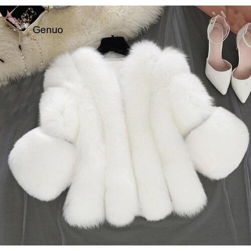 S-4XL Fox Fur Coats Women Winter Warm White Pink Faux Fur Coat Elegant Thick Warm Outerwear Fake Fur Jacket Chaquetas Mujer #38