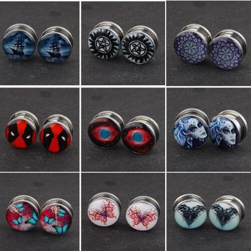 TIANCIFBYJS Earrings Tunnel 00g 2g 0g Surgical Stainless Steel Expander Stretcher Body Piercing Jewelry Ear Gauges Tunnels Plugs