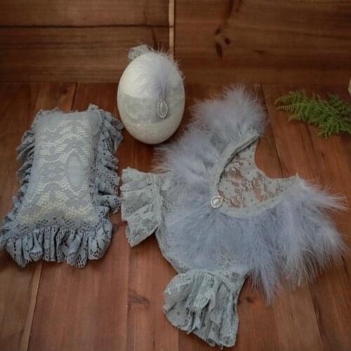 Grey Neutral Photography Props Handmade baby Boy Pants Fluffy Newborn Outfit Soft Baby Posing Pillow Infant Romper Jumpsuit