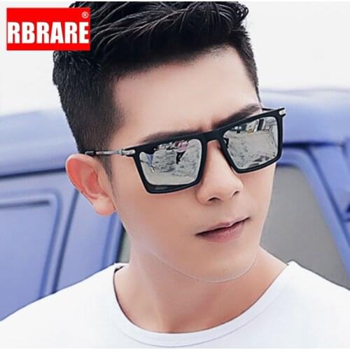 RBRARE Square Sunglasses Men Big Frame Mirror Glasses For Men Personalized Vintage High Quality Men Sunglasses Driving Glasses