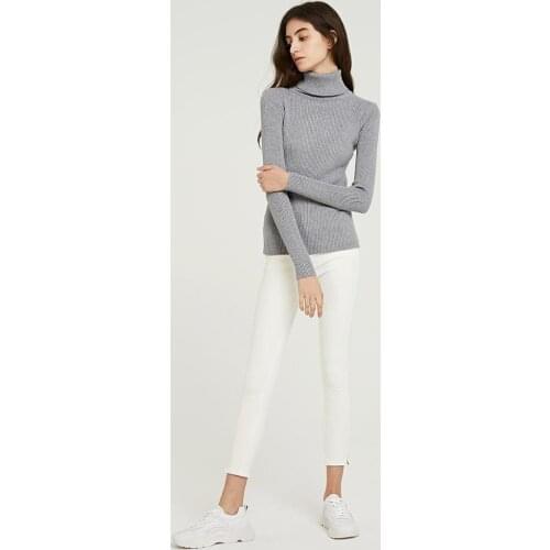 Wixra Solid Sweaters 2019 Autumn Winter Female Turtleneck Casual Slim Ladies Knitted Sweater Pullovers Womens Jumpers