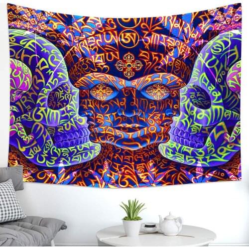 Thai Sanskrit Mythology abstract Psychedelic Mount Human face Tapestry Art Wall Hanging Home Blanket Decor Tapestry Home Decor