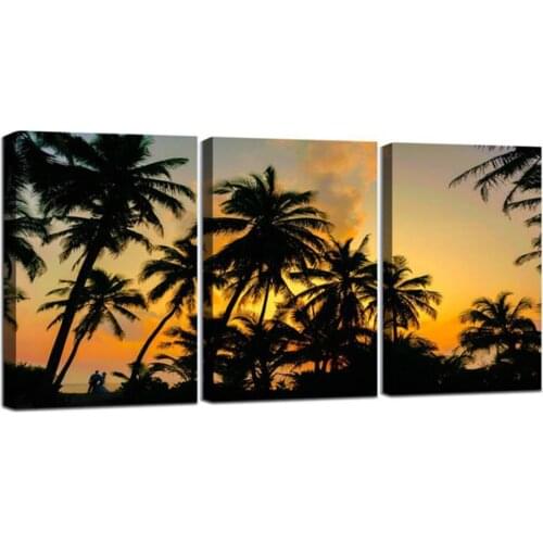 Tropical Palm Tree Sunset Beach diamond painting square round diamond 3d Picture diamond mosaic full embroidery 3 panel