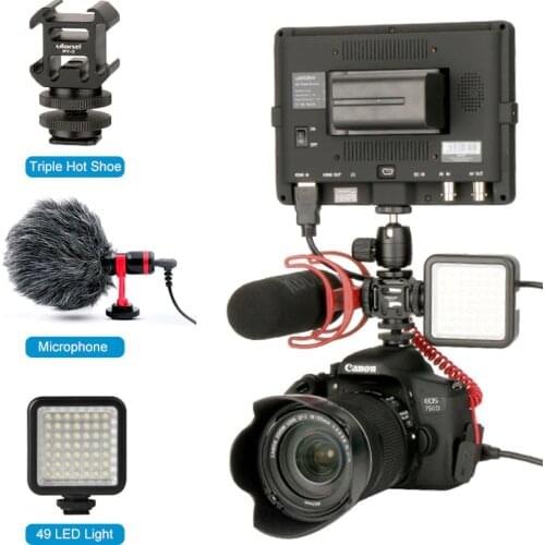 Triple Hot Shoe Vlog Video Microphone 112 LED Light 49 LED For Canon DSLR Camera&DJI OSMO Mobile 2&Zhiyun Smooth 4 Q Gimbal Part