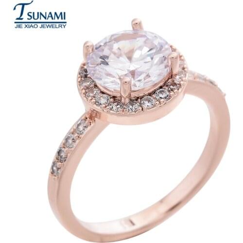 High quality round rose gold AAA zircon ring, jewelry for wedding anniversary RG-007 rings for women rings jewelry