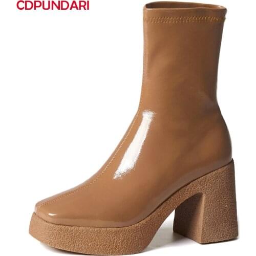 Ladies High Heels Ankle Boots For Women Autumn Winter Chunky Platform Short Boots Shoes Bottes Plateforme Femme Botines De Mujer