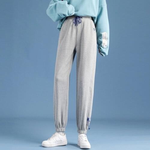 2021 Sweatpants Women Cotton Elastic Ankle Women Sports Pants Jogging Sports Jogger Running Joggings Leisure Trousers n91398