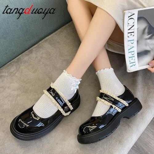Mary Jane Shoes for Women 2021 Autumn Chunky Platform Ankle Strap Pumps Woman Thick Bottom Lolita Shoes cute Harajuku shoes