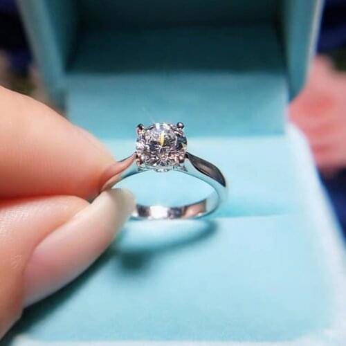 925 Silver Ring for Weddings Women Brilliant Round Cut High Quality Moissanite Diamond Rings for Anniversary Surprise Gift