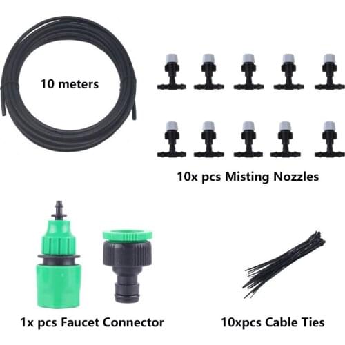 1 Kit Garden Portable Automatic Nozzles Misting Watering Fog Irrigation Sprayer System 10m Hoses With 10 pcs Nozzles
