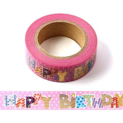 10M Decorative Foil Washi Tape HAPPY BIRTHDAY DIY Scrapbooking Sticker Label Japanese Masking tape School Office Supply