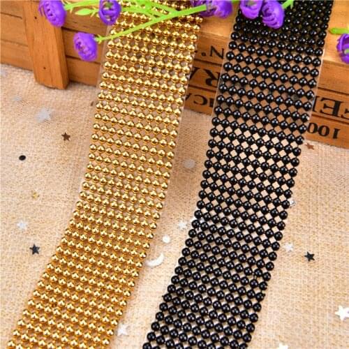Black plating 10rows hot fix 3mm metal rhinestone trimming,gold rhinestone mesh banding with glue,10rows*1.5 meters/pcs