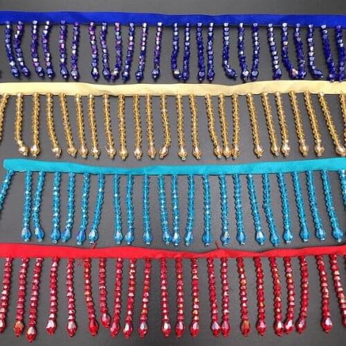 10yds High Quality Crystal Beads Tassel Lace Trimming DIY Clothing Home Curtain Sewing Decorative Accessories Beaded Fringe Lace