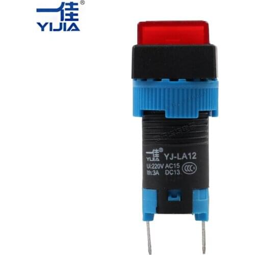 12mm Indicator light square signal lamp 2 pins LA12-D/F 6V 12V 24V 110V 220V red yellow green blue white LED lamp