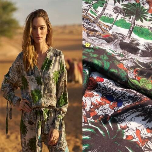 145x50cm Digital Printing Stretch Satin Brand Sewing Fabric Garment Textile Cloth for Designers to Customize Fashion Needlework