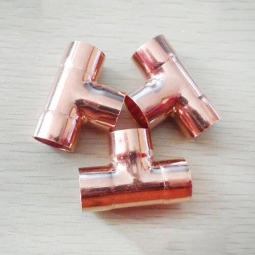 16mm Inner Dia x1.2mm Thickness Copper Equal Tee Socket Weld End Feed Coupler Plumbing Fitting Water Gas Oil