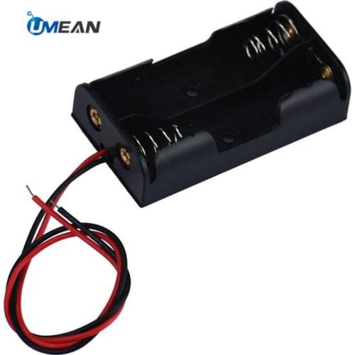 2 x AA Battery Storage Holder 3v Black Case Box Wire Leads