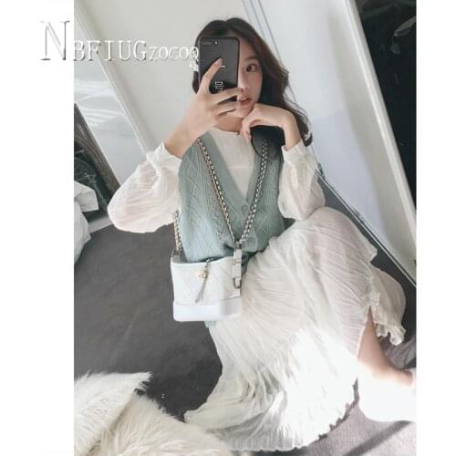 2020 Sweet Knitting Vests And Fairy Dress Women Sets Fashion Female Sets